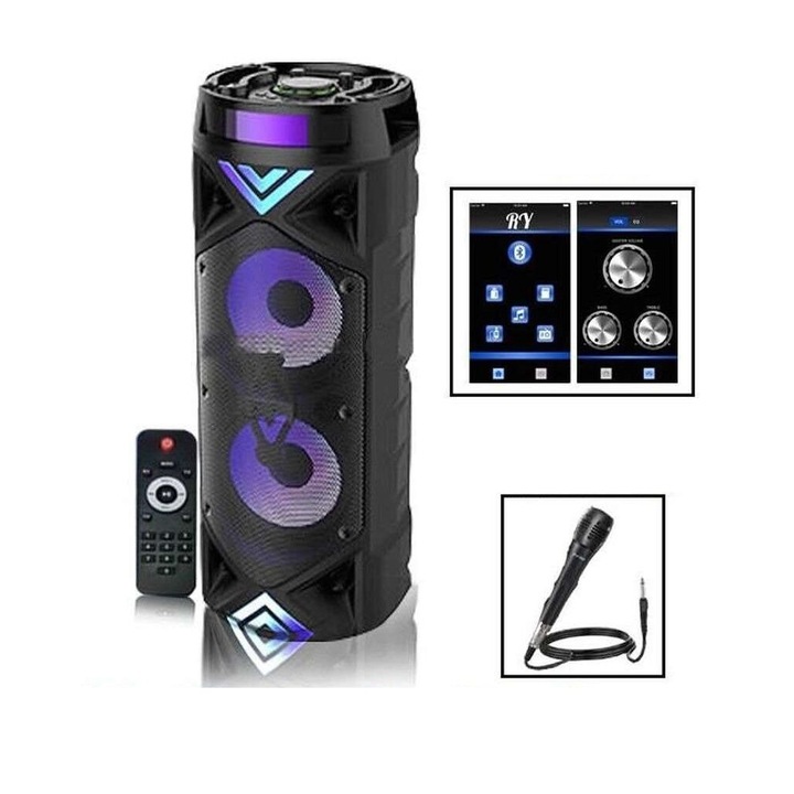 Hordozható hangszóró, Bluetooth hangfal mikrofonnal és távirányítóval, 30W_2