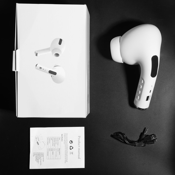 Hordozható, bluetooth hangszóró,  fejhallgató alakú fehér_1